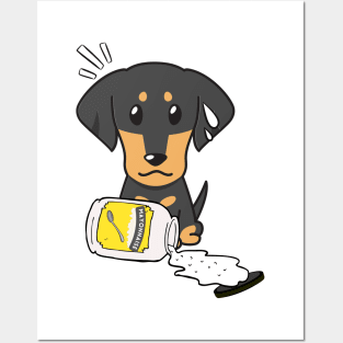 Cute dachshund spilled mayonnaise Posters and Art